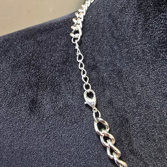 Vintage Silver 111 Single Cut Diamond Heart Pendant with Heavy Chain - Picture 7 of 7